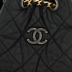Aged Calfskin Quilted Small Gabrielle Backpack Black