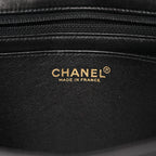 Lambskin Quilted Crystal Chocolate Bar Charm Flap Black