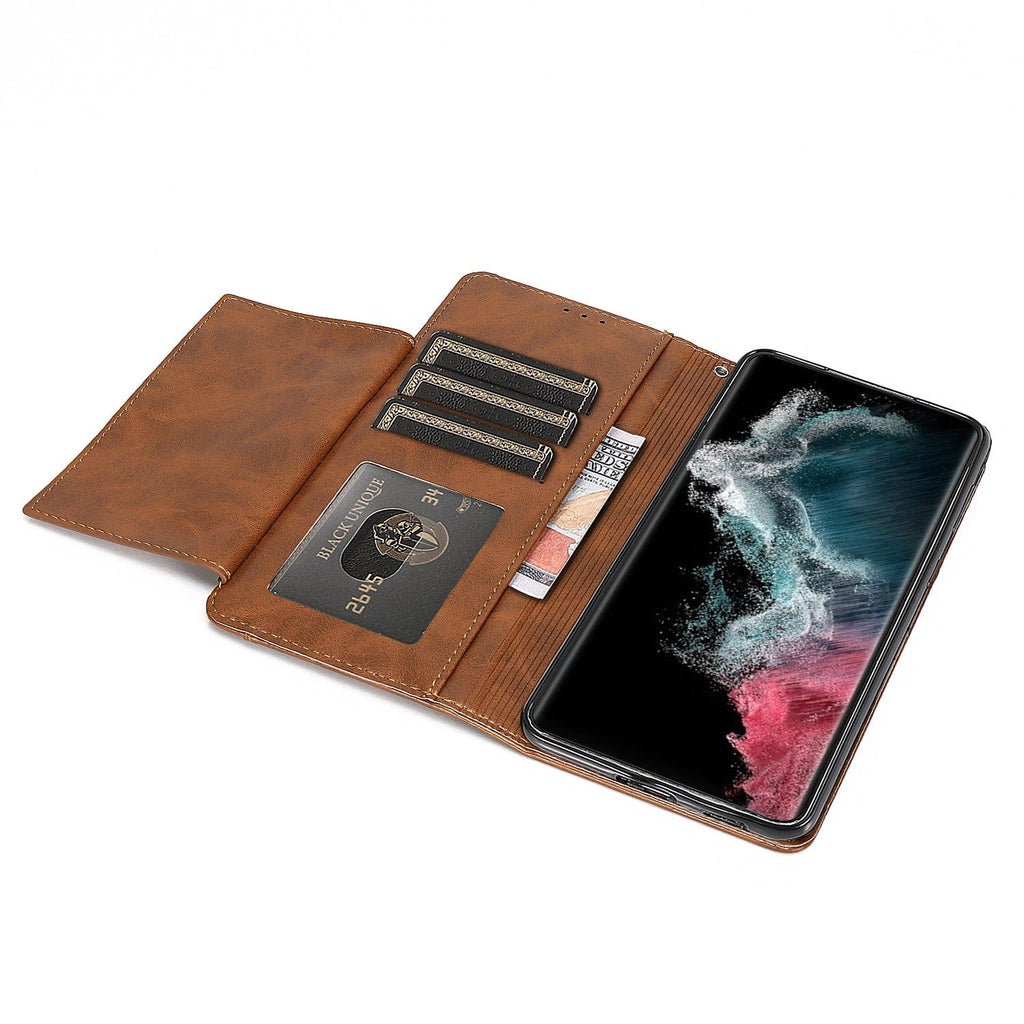 SAHARA - Indy Series Genuine Leather Wallet Case - Samsung Galaxy S23