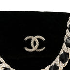 Shearling Lambskin Crystal Strass Flap Black