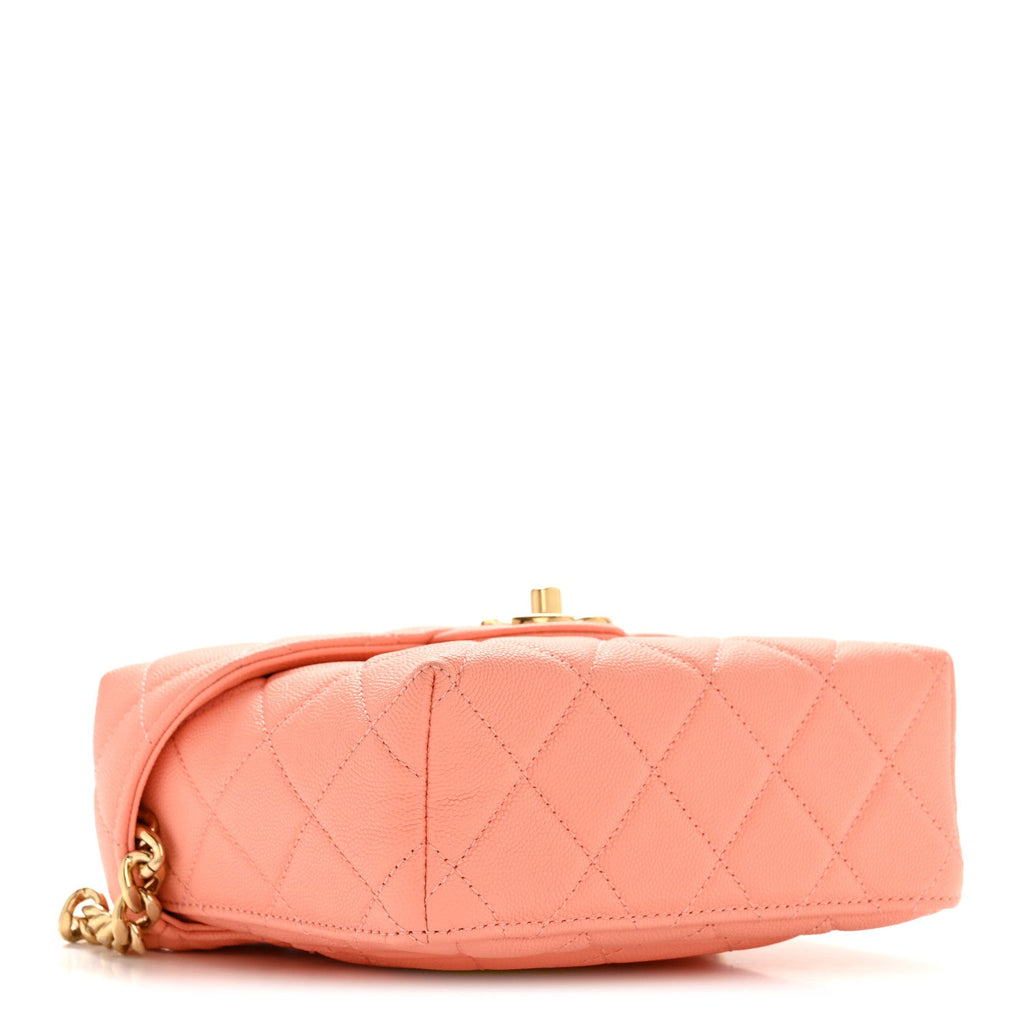 Caviar Quilted Handy Box Vanity Case Orange