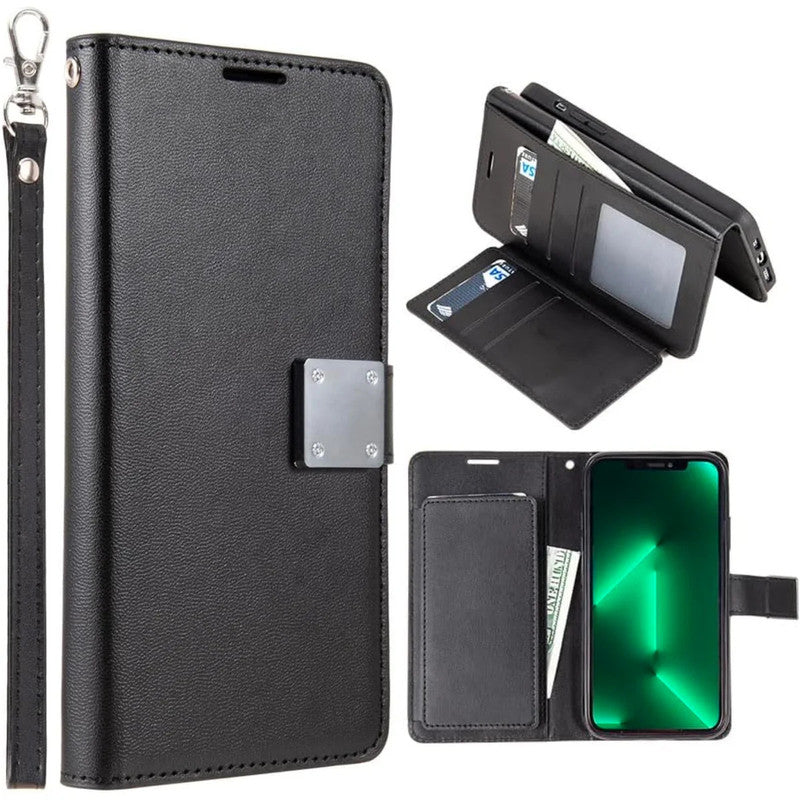 Entronix Case Compatible with iPhone 17 - Foldable Leather Wallet, Card Holder & Lanyard