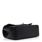 Lambskin Quilted Mini Top Handle Rectangular Flap Black