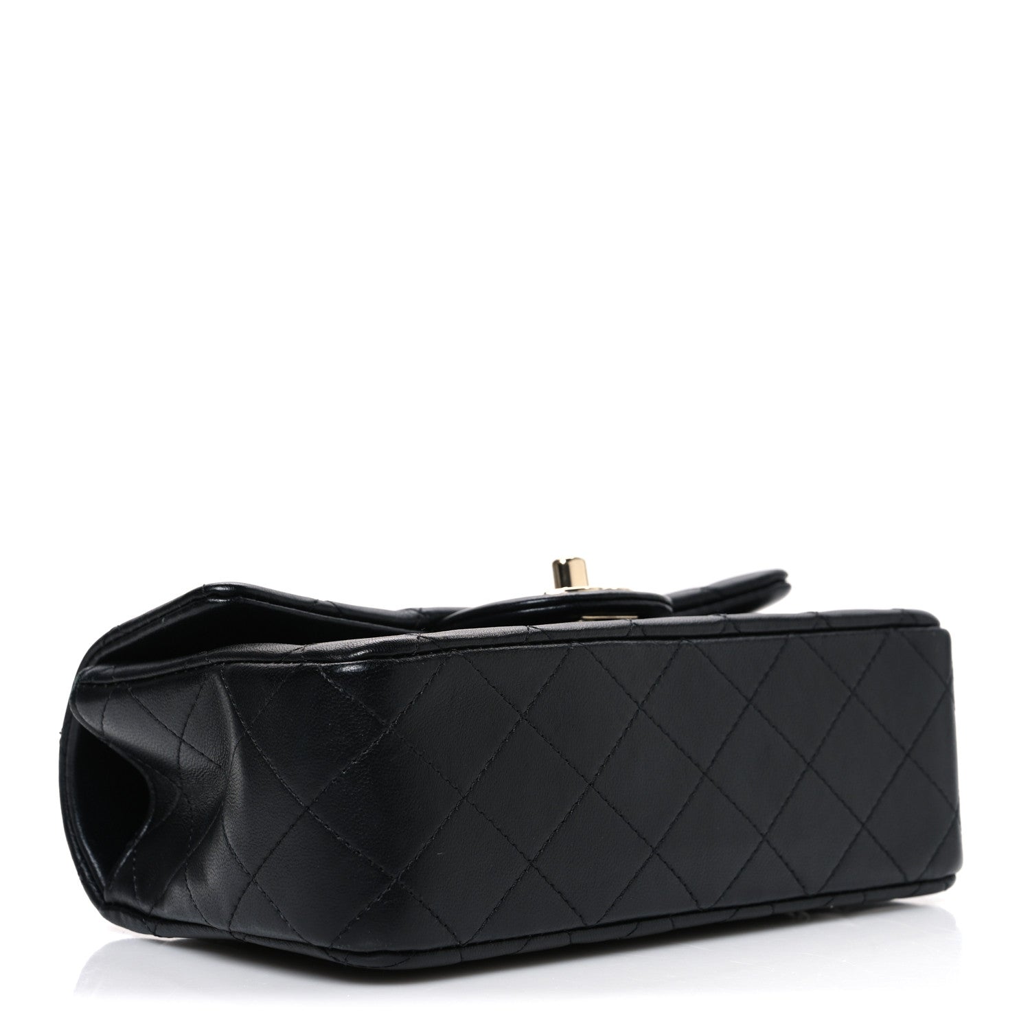 Lambskin Quilted Mini Top Handle Rectangular Flap Black
