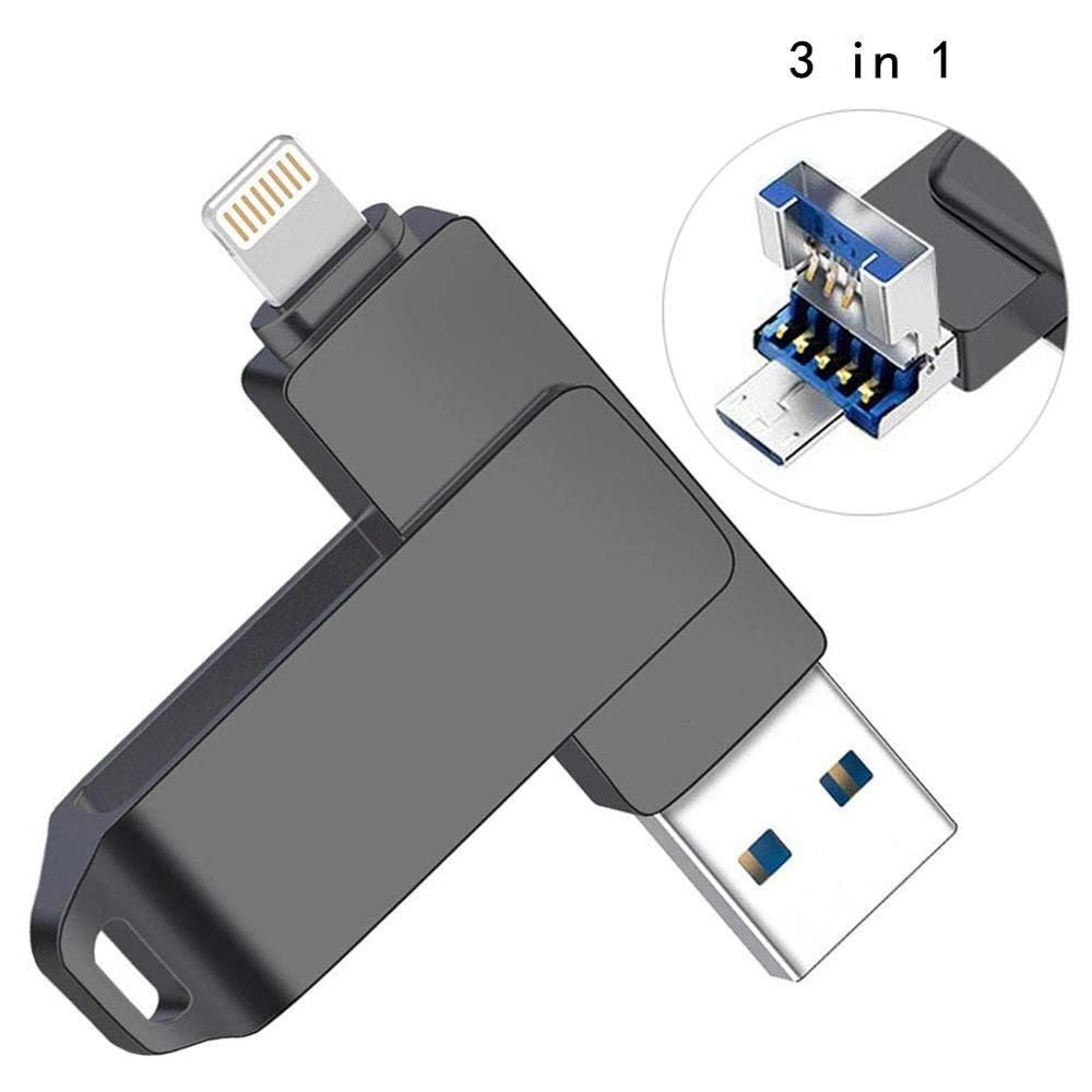 128GB 3 In 1 IPhone IPad USB Flash 3.0 Pendrive Memory Stick For IPhone IPad Android PC