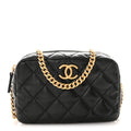 Lambskin Quilted Mini Pillow Crush Camera Case Black