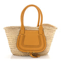 Raffia Small Grain Calfskin Medium Marcie Basket Yellow