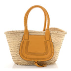 Raffia Small Grain Calfskin Medium Marcie Basket Yellow