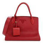 Saffiano Cuir Calfskin Medium Monochrome Top Handle Tote Fuoco