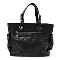 Coated Canvas Quilted Large Paris Biarritz Tote Black