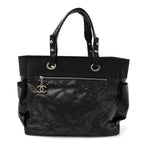 Coated Canvas Quilted Large Paris Biarritz Tote Black