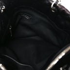 Calfskin Contrast Stitch Tote Black
