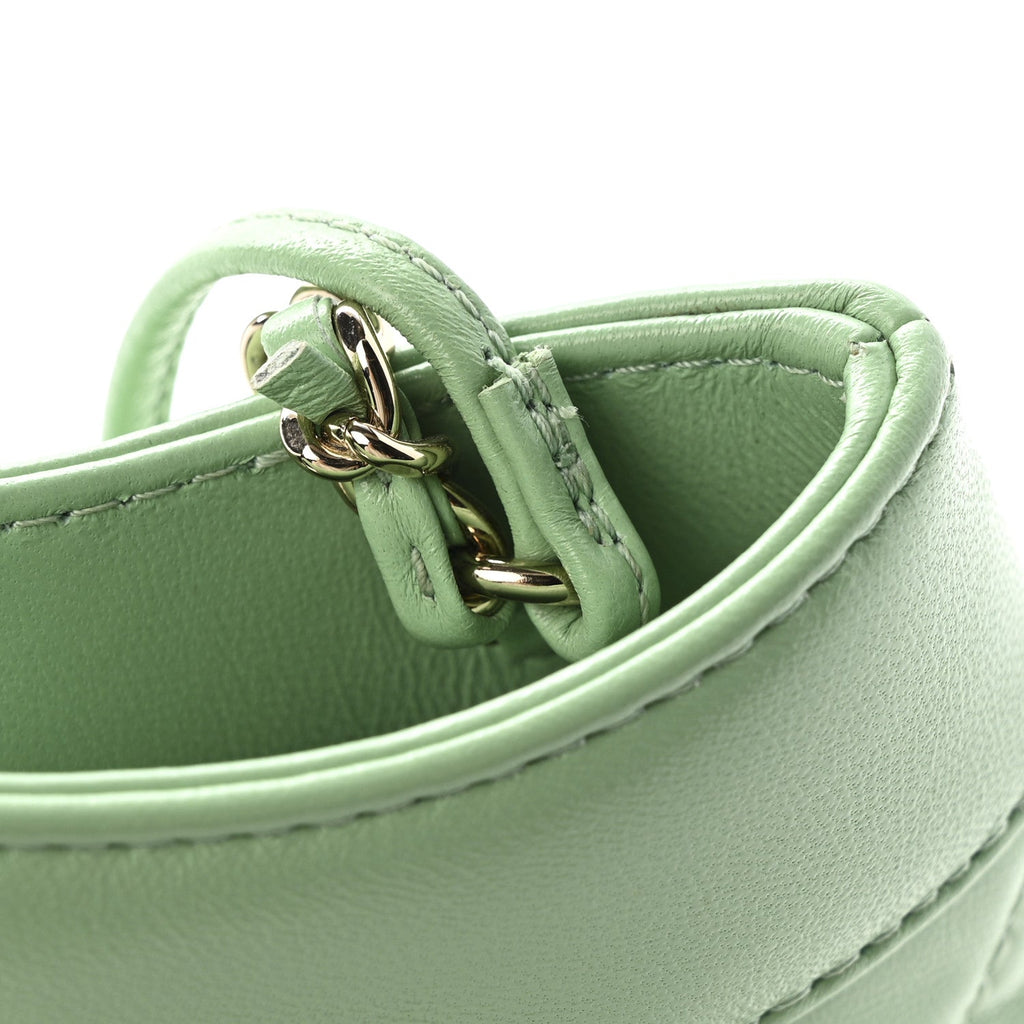 Shiny Lambskin Quilted Mini 31 Shopping Bag Light Green