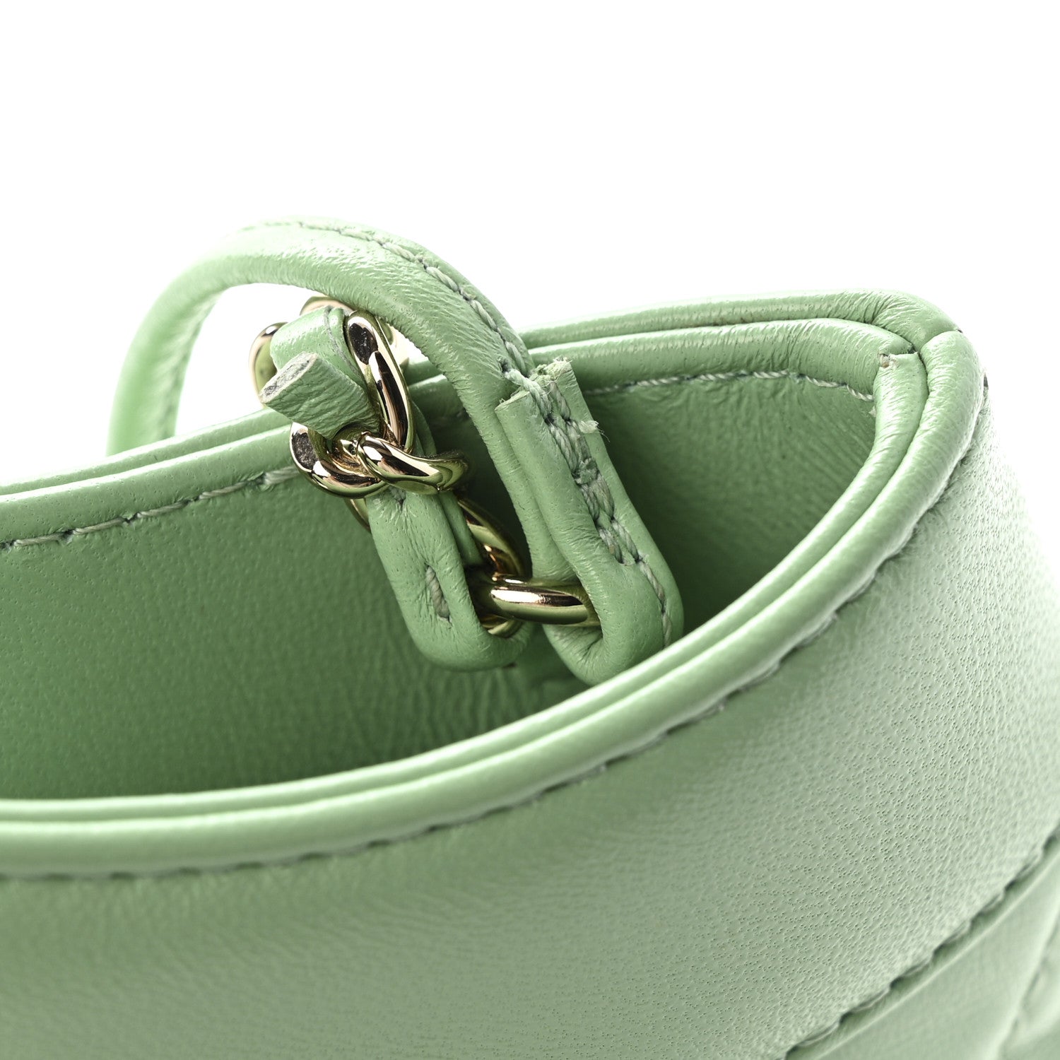 Shiny Lambskin Quilted Mini 31 Shopping Bag Light Green