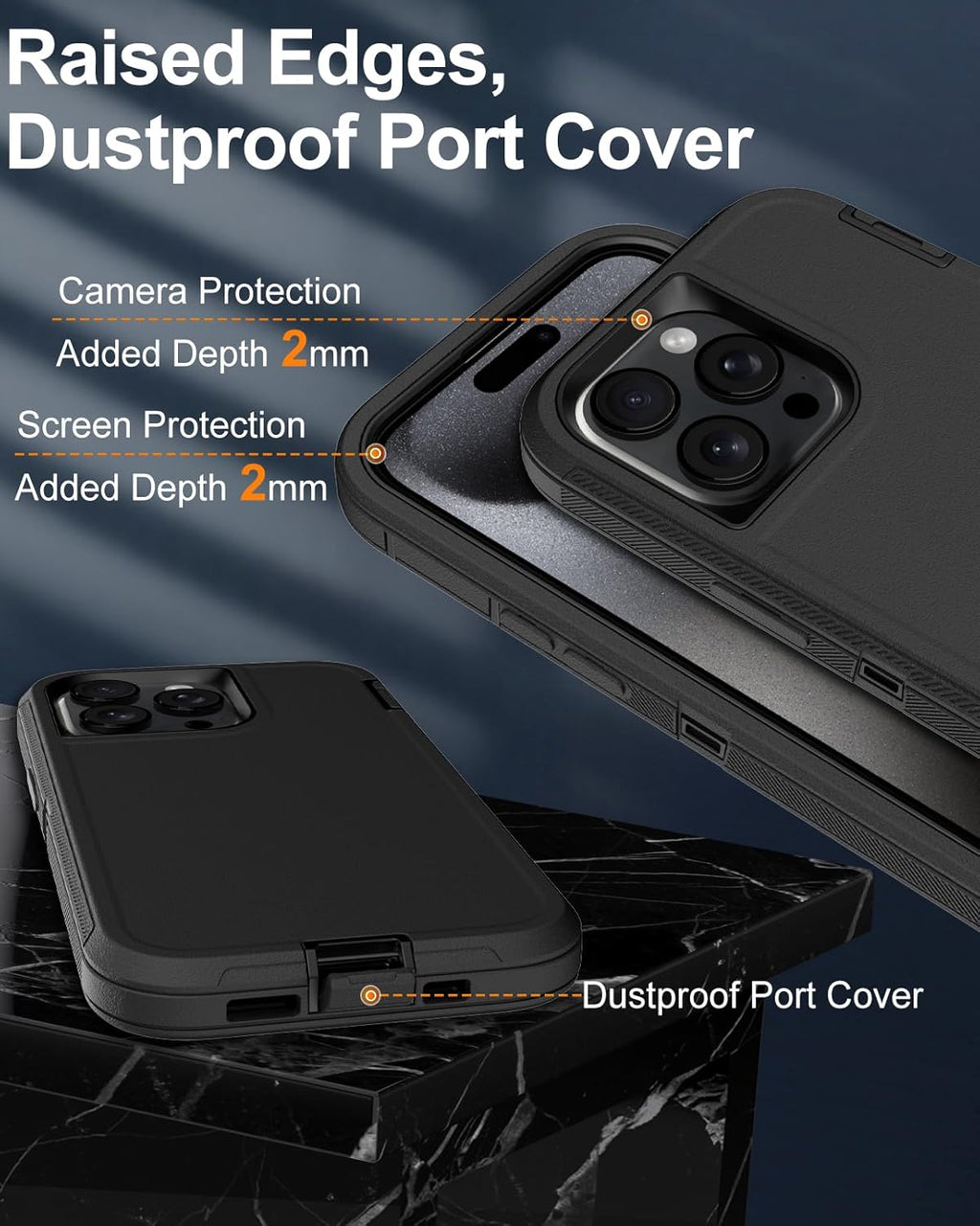 Entronix Bundle Compatible with iPhone 15 Pro - Heavy Duty Case & 1 Clear Screen Protector