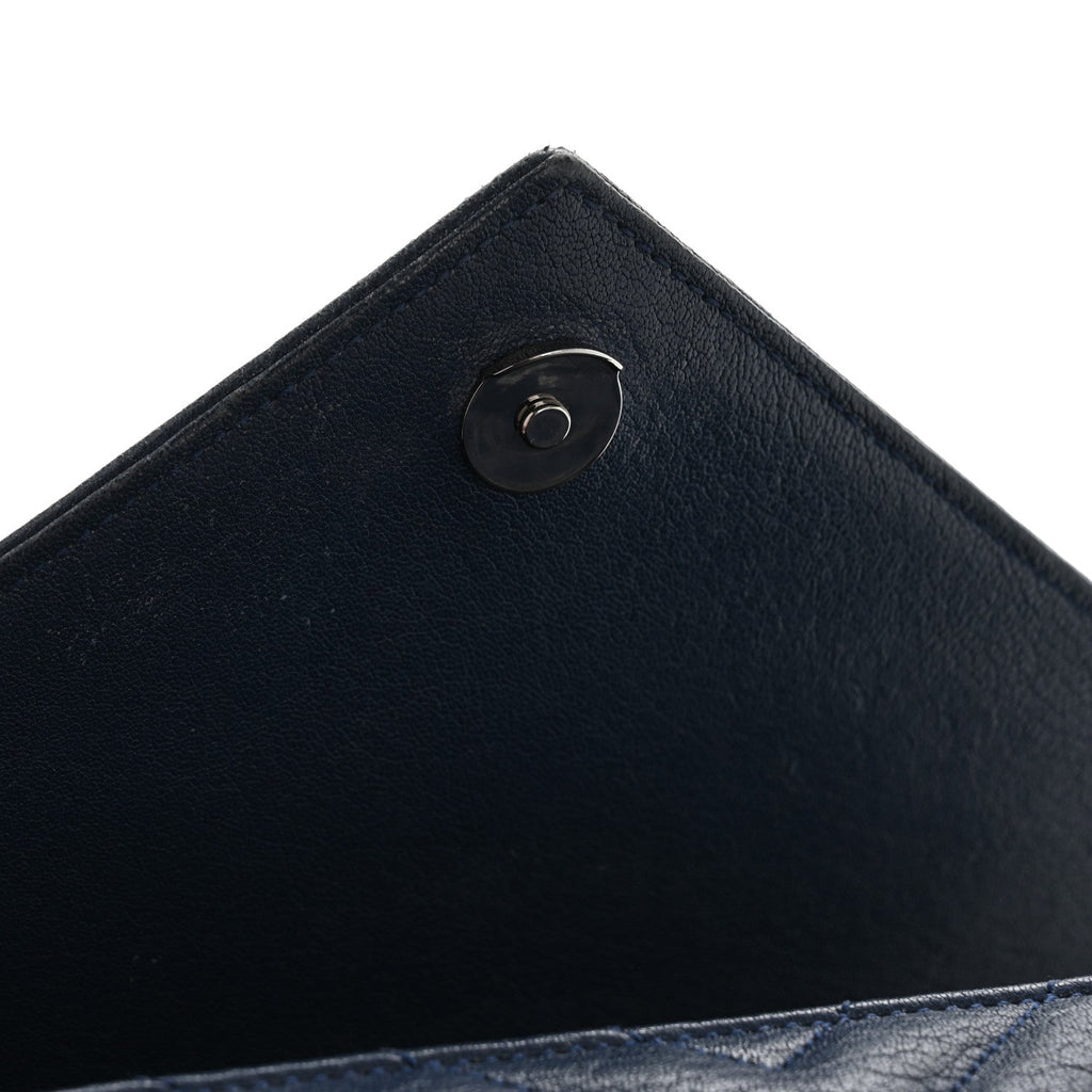 Sheepskin Matelasse Chevron Monogram Medium College Bag Navy