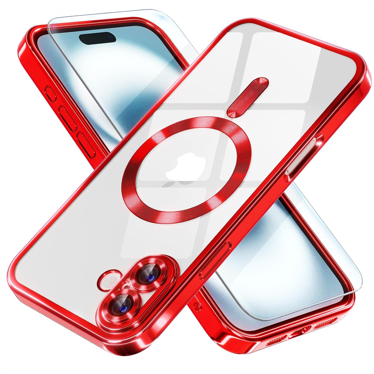 Entronix Bundle Compatible with iPhone 16 Plus - [Magnetic] Luxury Glossy Case & 1 Clear Screen Protector