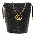 Calfskin Matelasse Mini GG Marmont 2.0 Bucket Bag Black