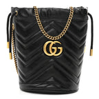 Calfskin Matelasse Mini GG Marmont 2.0 Bucket Bag Black