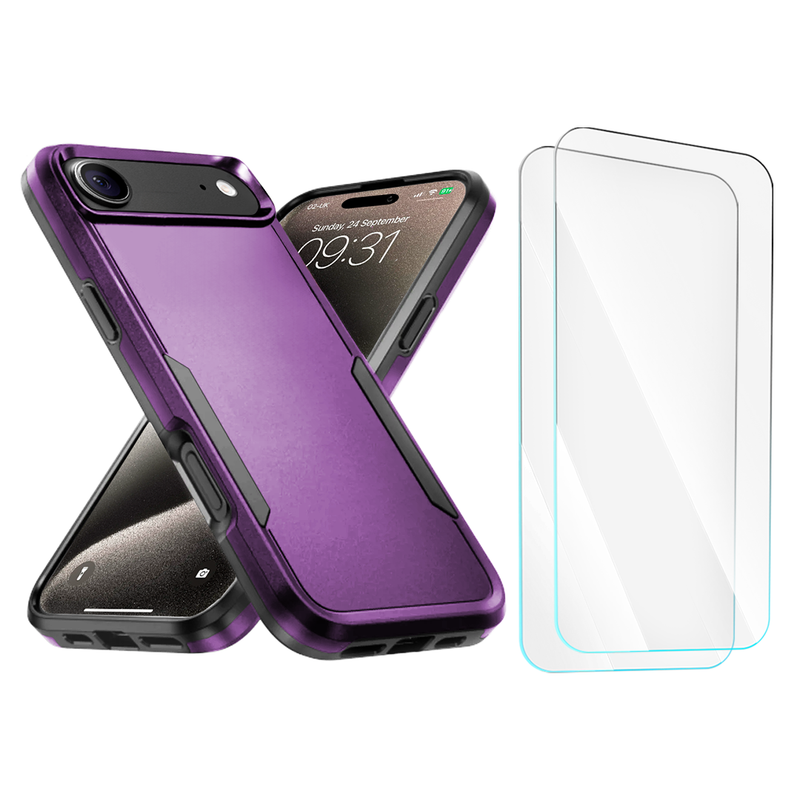 Entronix Bundle Compatible with iPhone 17 Air - Soft-Touch Dual-Layer Case & 2 Clear Screen Protector