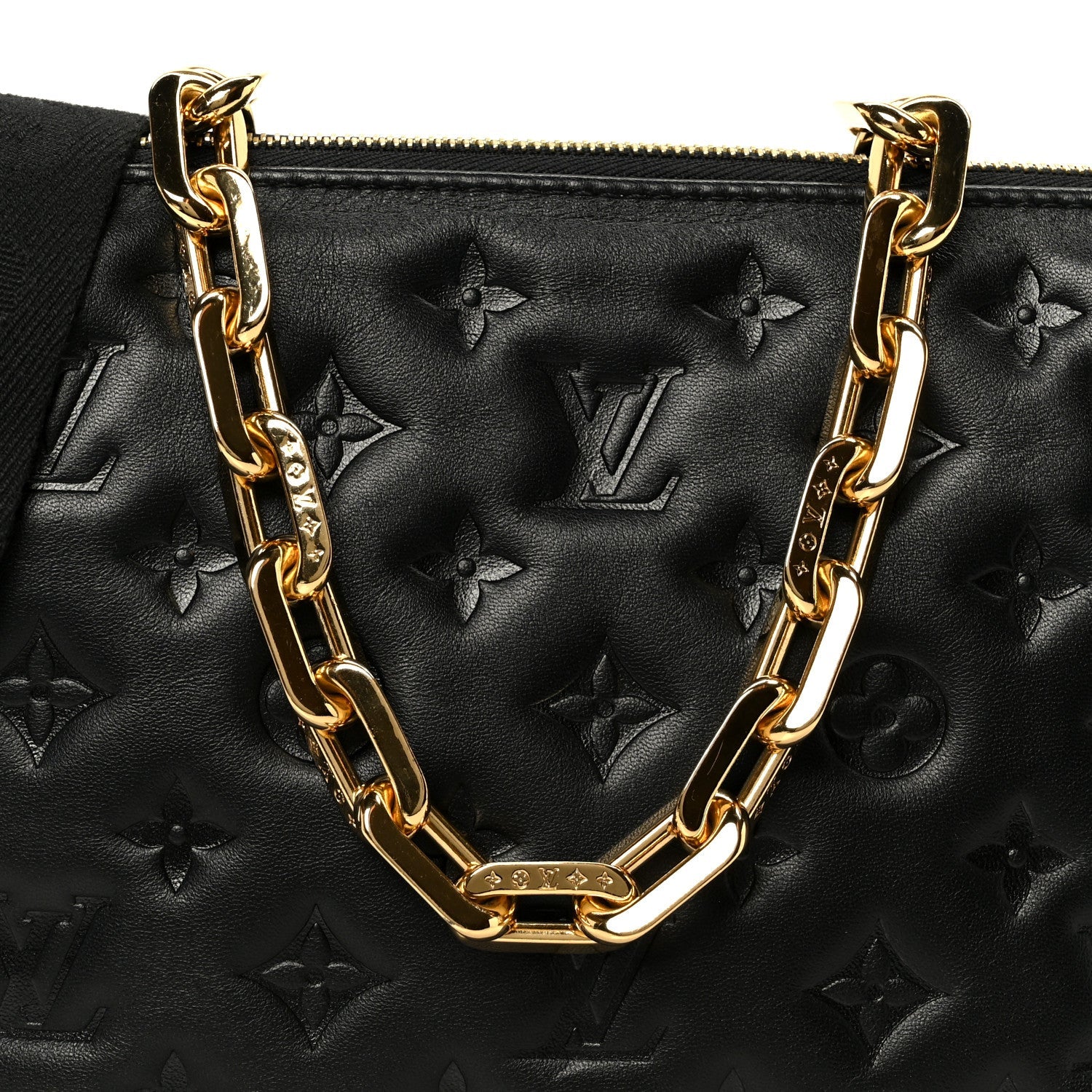 Lambskin Embossed Monogram Coussin PM Black
