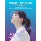 Heart shaped earphones, caring girl in ear wireless Bluetooth noise cancelling earphones