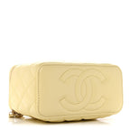 Lambskin Quilted Small Vanity Case With Chain Light Yellow