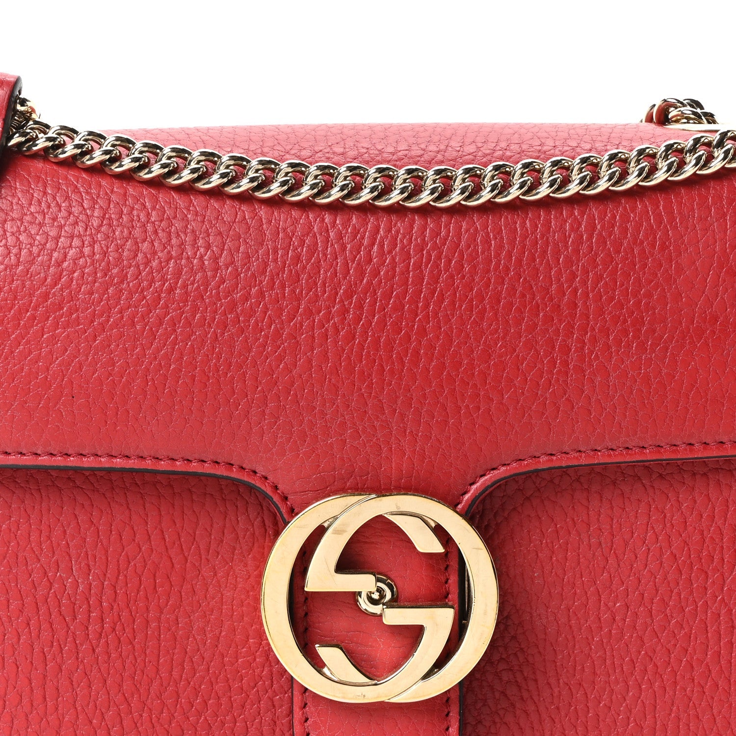 Dollar Calfskin Small Interlocking G Shoulder Bag Red