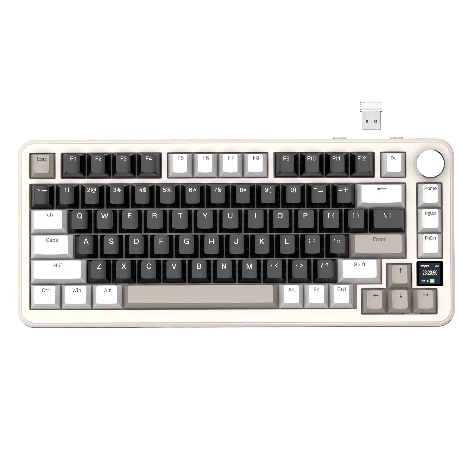 75% Mechanical Keyboard with Display and Knob, Hot-Swappable, Wireless 2.4GHz/Bluetooth/Wired, RGB Gasket Mount QM