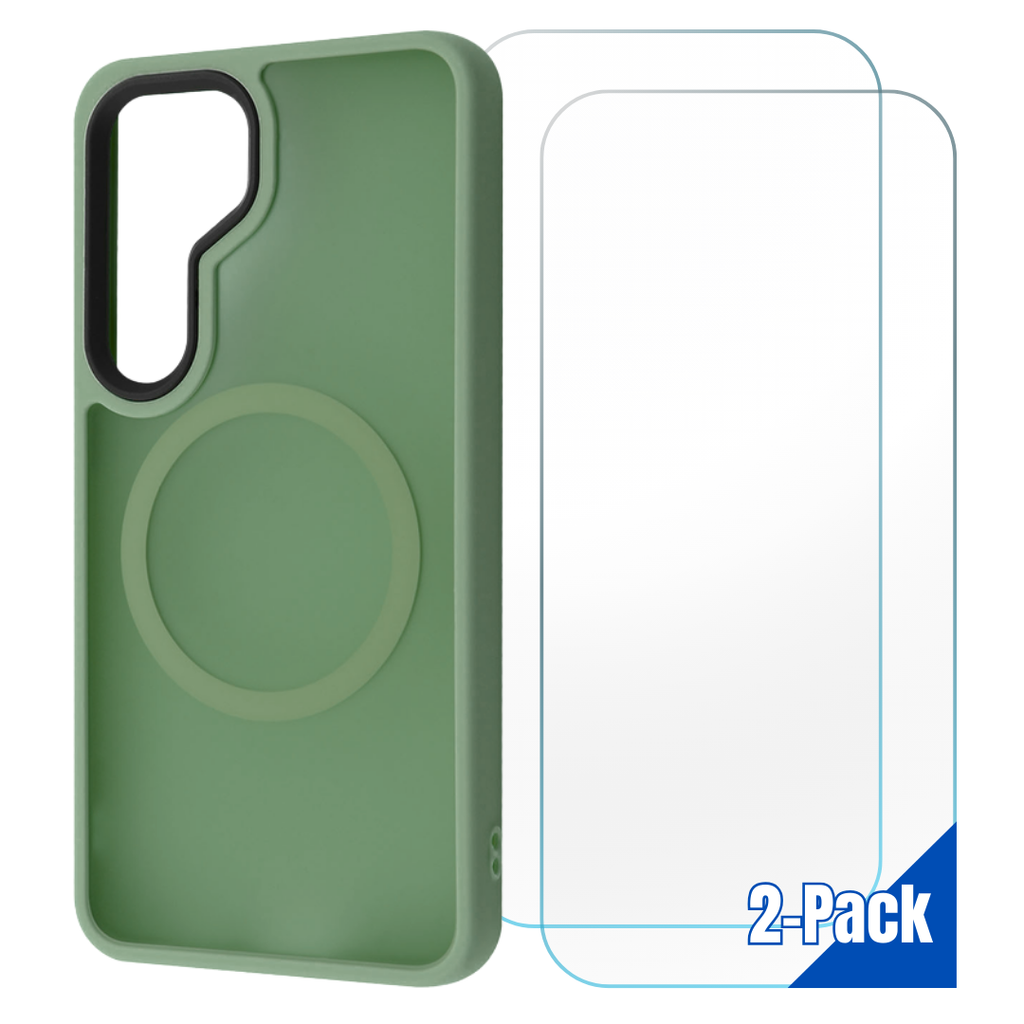 Entronix Bundle Compatible with Galaxy S25 - [Magnetic] Translucent Matte Case & 2 Clear Screen Protectors