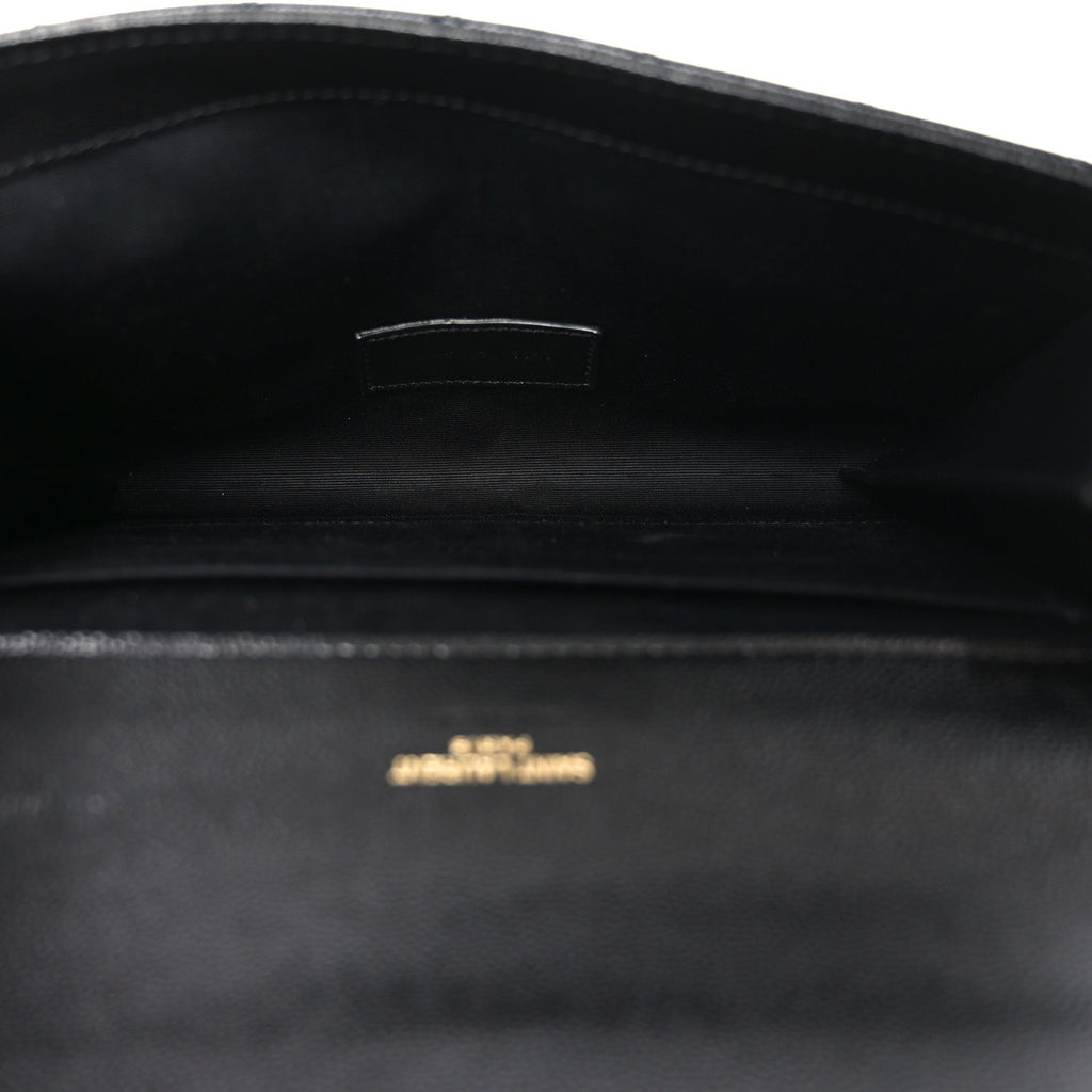 Grain De Poudre Textured Mixed Matelasse Triquilt Monogram Clutch Black
