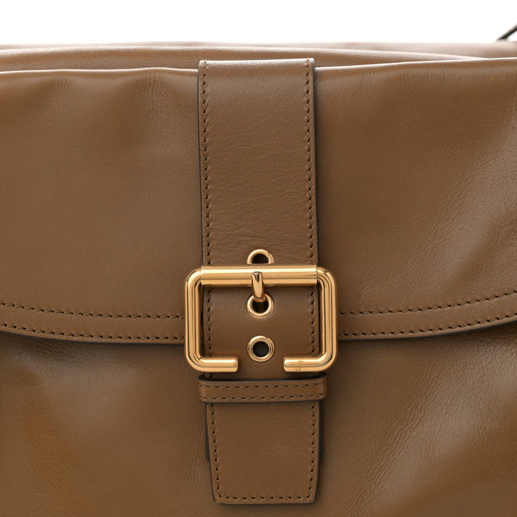 Shiny Calfskin Large Double Carry Camera Bag Dark Khaki