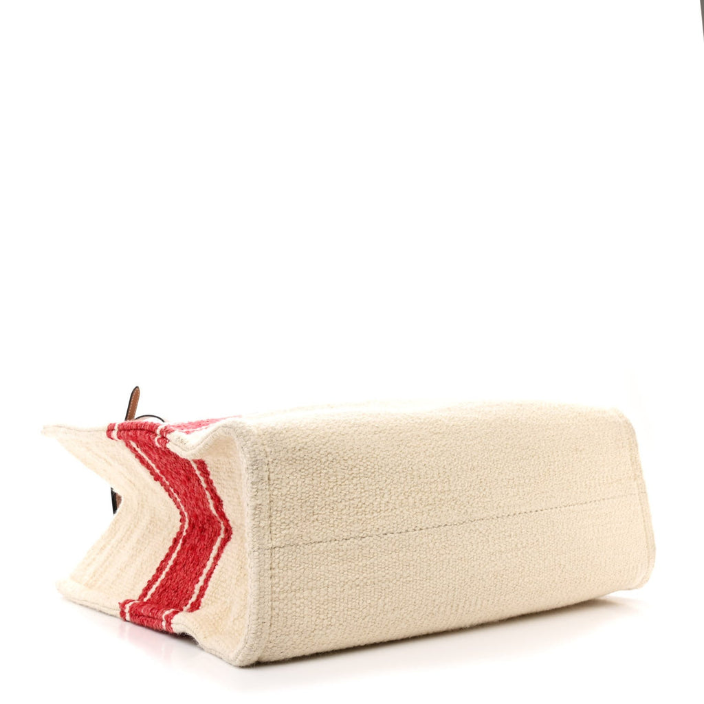 Plein Soleil Textile Calfskin Horizontal Cabas Cream Red