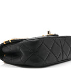 Lambskin Quilted Mini Coco Clips Single Flap Black