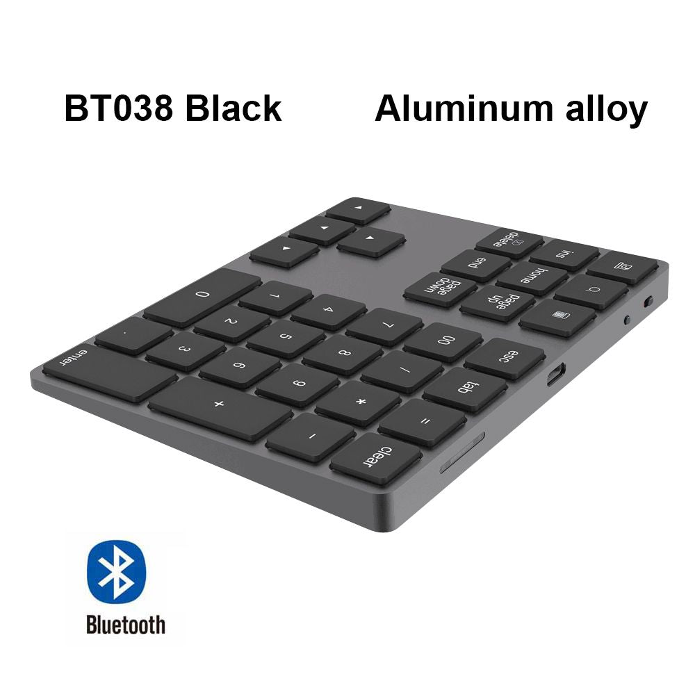 Aluminum Alloy Bluetooth Wireless Numeric Keypad without USB HUB Digital Input Function for Windows; Mac OS; Android laptop PC