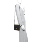 Goatskin Quilted Chic Pearls Flap Black