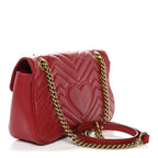 Calfskin Matelasse Small GG Marmont Shoulder Bag Hibiscus Red