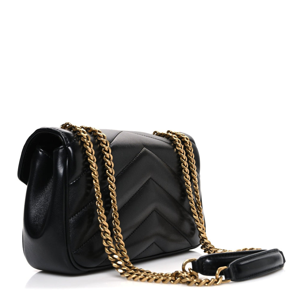 Lambskin Chevron Quilted Small Loulou Bag Black