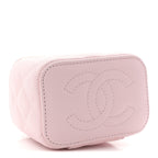 Caviar Quilted Mini Vanity Case With Chain Light Pink