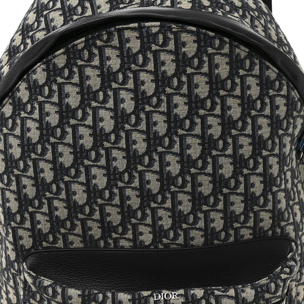 Oblique Calfskin Rider Backpack Beige Black