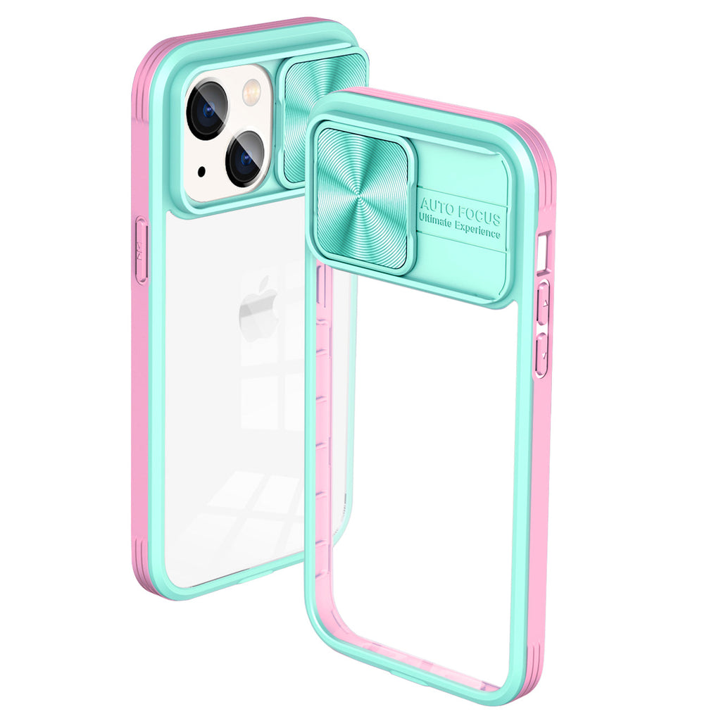 Full Protection With Mobile Phone Protective Film Slide Camera Lens Phone Case For Iphone 14 Plus In Blue