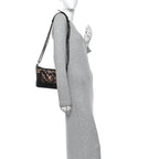 Metallic Crumpled Goatskin Quilted Small Gabrielle Hobo Black Rose Gold