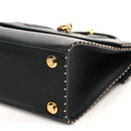 Calfskin Taurillon Studded City Steamer One Handle Bag Black