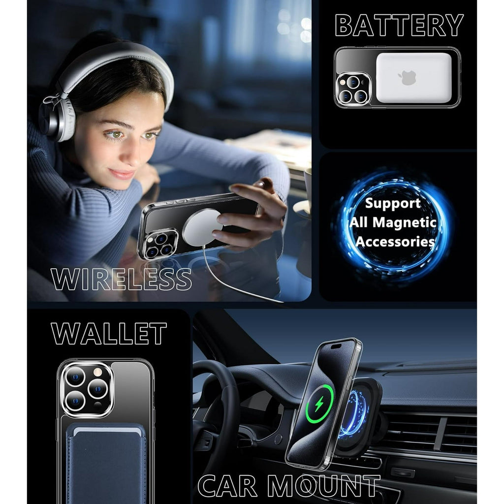 Entronix [Magnetic] Case Compatible with iPhone 16 Pro Max - [Clear Back] Soft Matte Frame