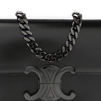 Shiny Calfskin Triomphe Chain Bag Black