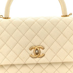 Caviar Quilted Small Coco Handle Flap White