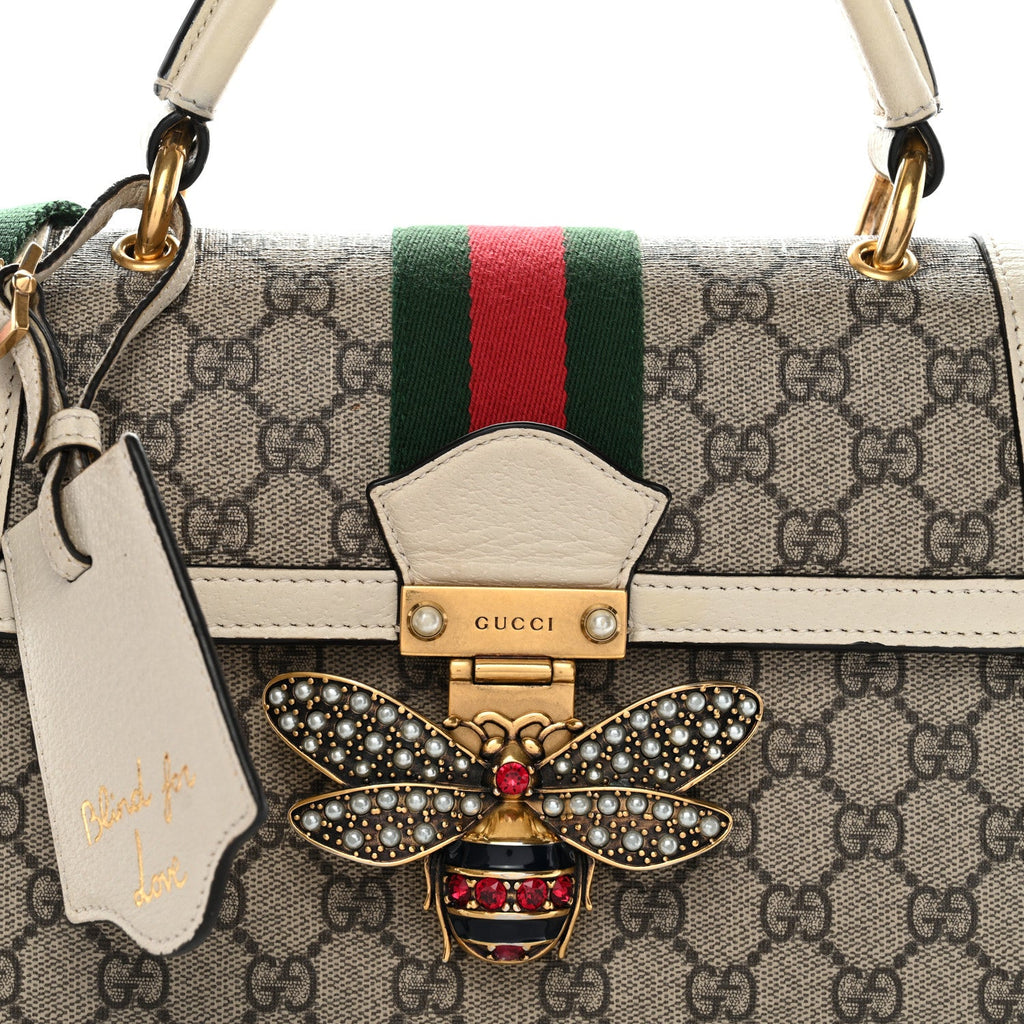 GG Supreme Monogram Small Queen Margaret Top Handle Bag White