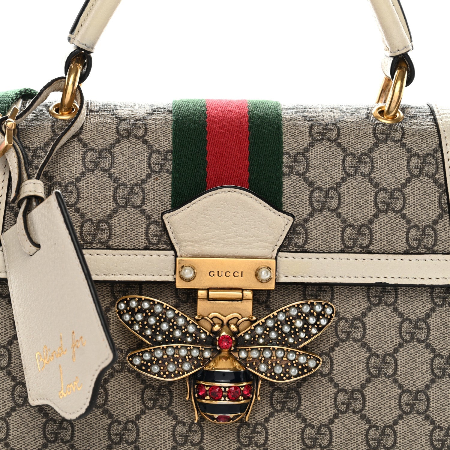 GG Supreme Monogram Small Queen Margaret Top Handle Bag White