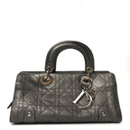 Metallic Calfskin Cannage Stitched Small East West Lady Dior Bronze