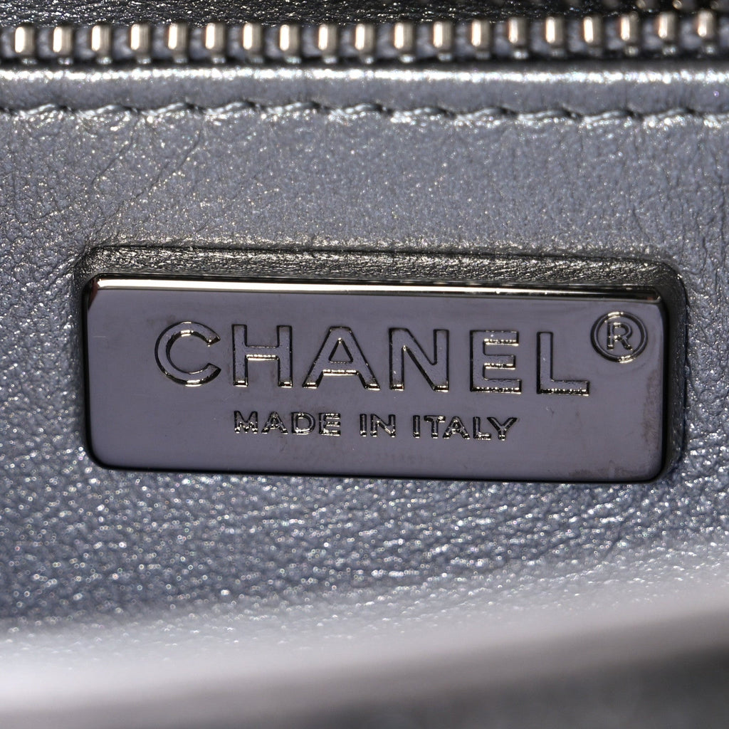 Sequin Quilted Small Single Flap Grey Dark Grey
